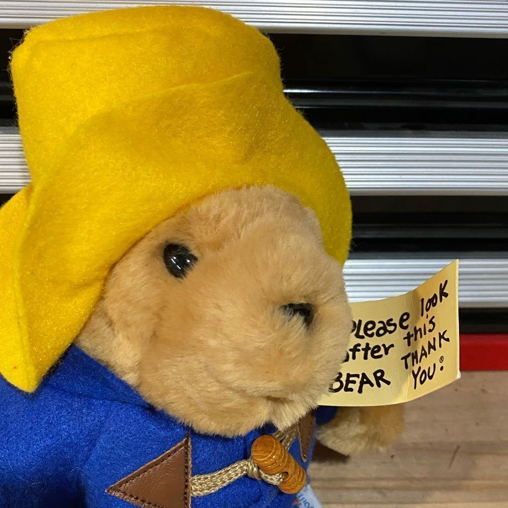 Sears Paddington Bear 15 Inch Plush Stuffed Animal  Blue Toggle Coat Yellow Hat - Picture 2 of 8
